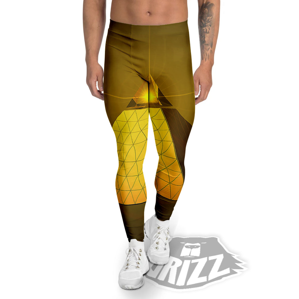Pyramid Golden Print Men's Leggings-grizzshop