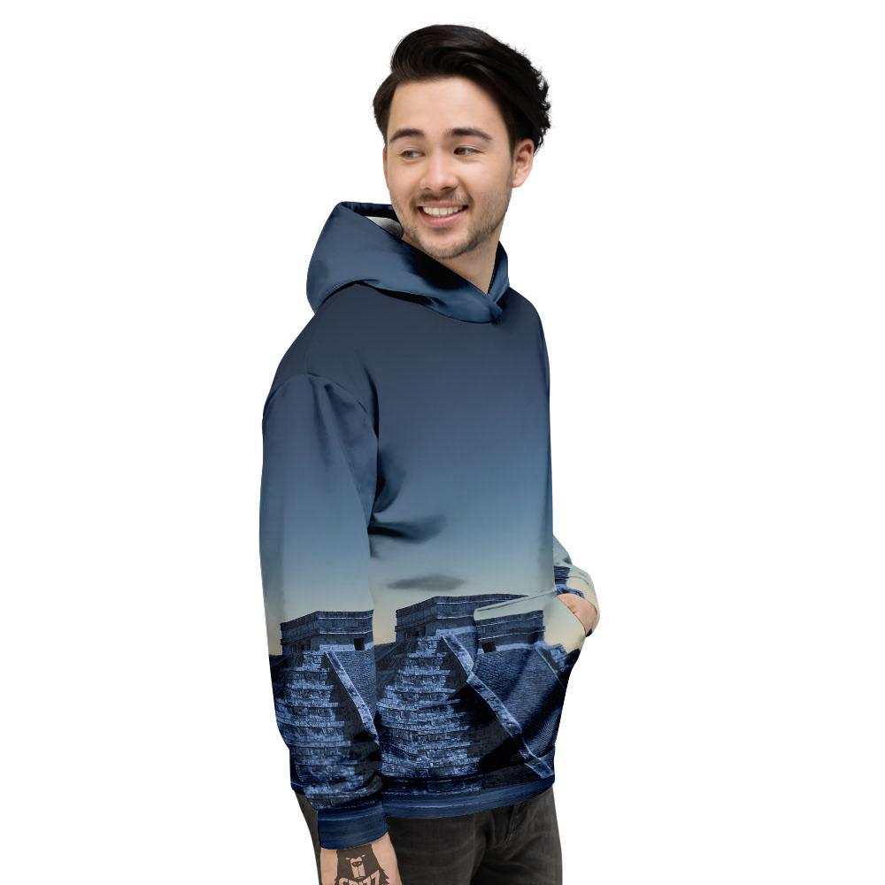 Pyramid Mayan Print Men's Hoodie-grizzshop
