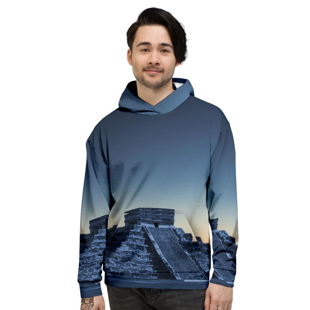 Pyramid Mayan Print Men's Hoodie-grizzshop