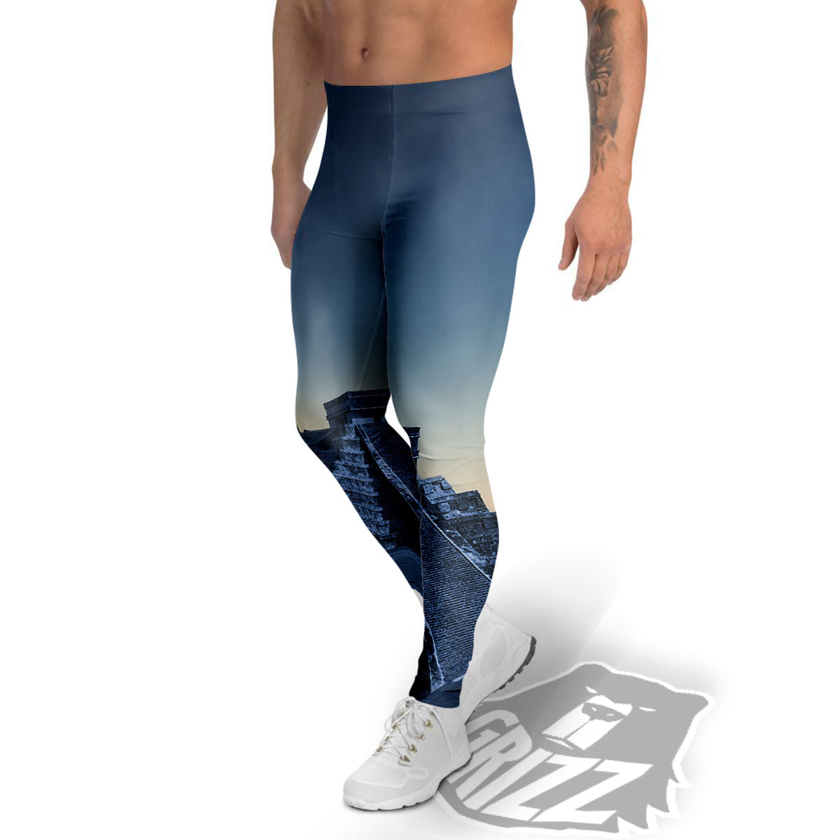 Pyramid Mayan Print Men's Leggings-grizzshop