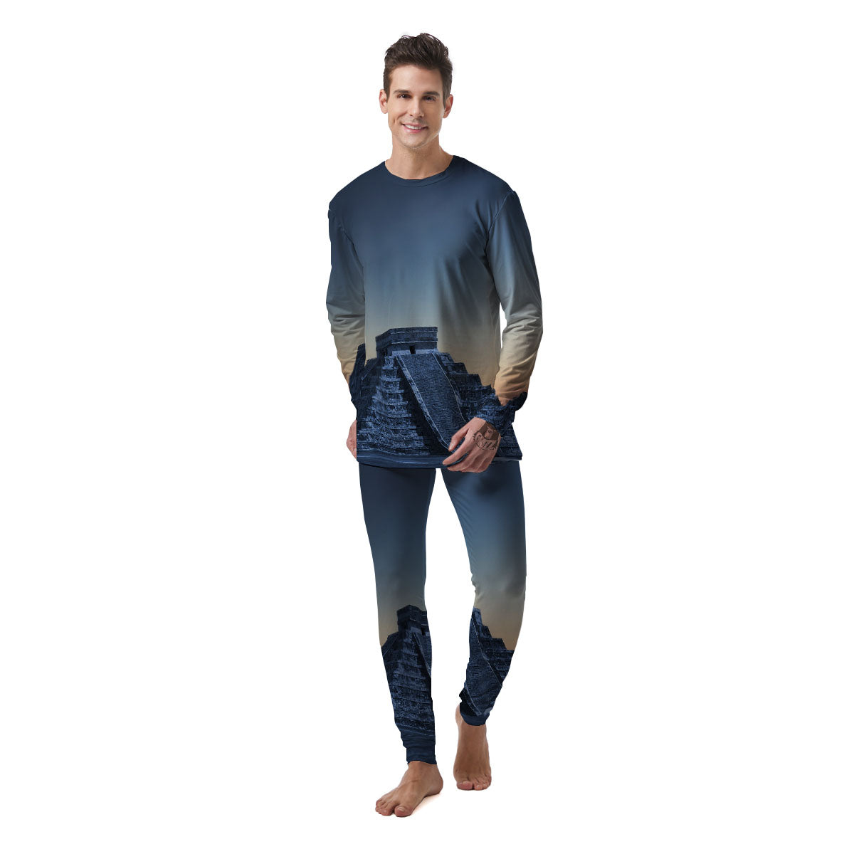 Pyramid Mayan Print Men's Pajamas-grizzshop