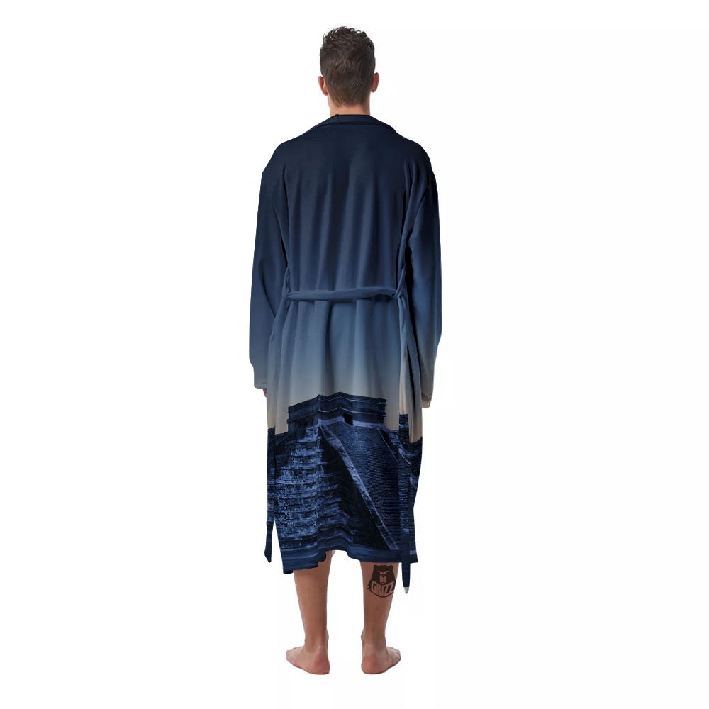 Pyramid Mayan Print Men's Robe-grizzshop