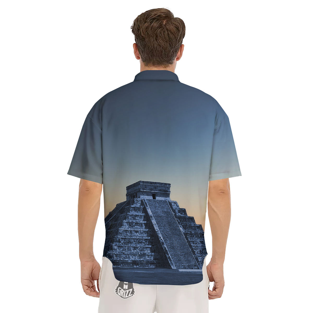 Pyramid Mayan Print Men's Short Sleeve Shirts-grizzshop