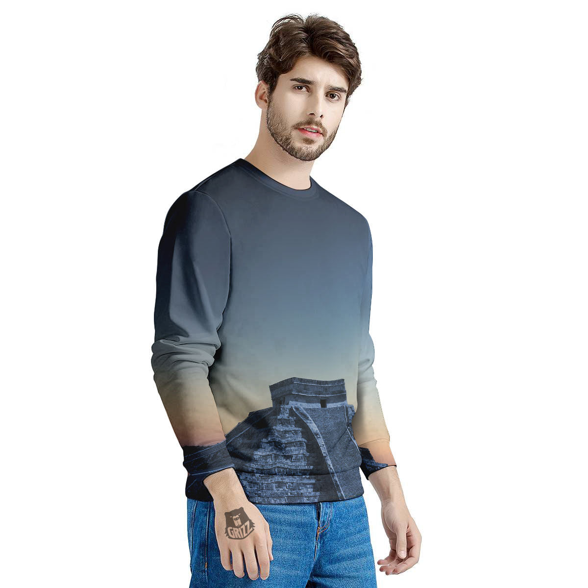 Pyramid Mayan Print Men's Sweatshirt-grizzshop