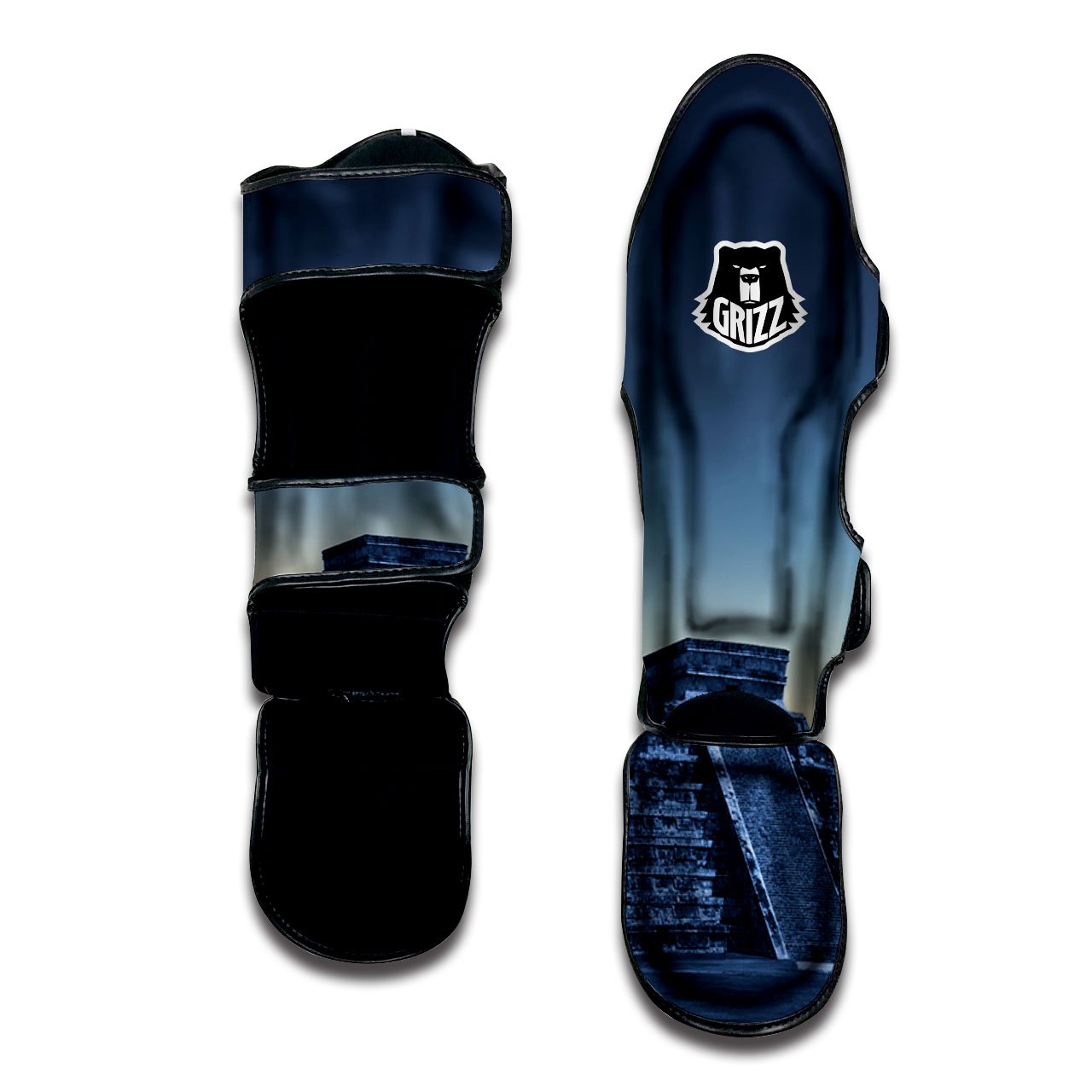 Pyramid Mayan Print Muay Thai Shin Guards-grizzshop