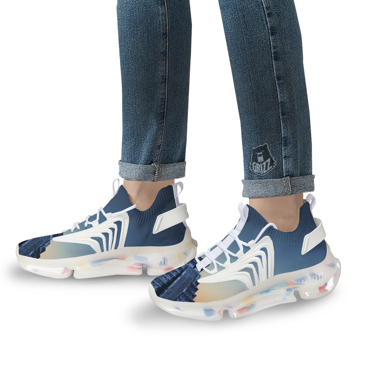 Pyramid Mayan Print White Gym Shoes-grizzshop