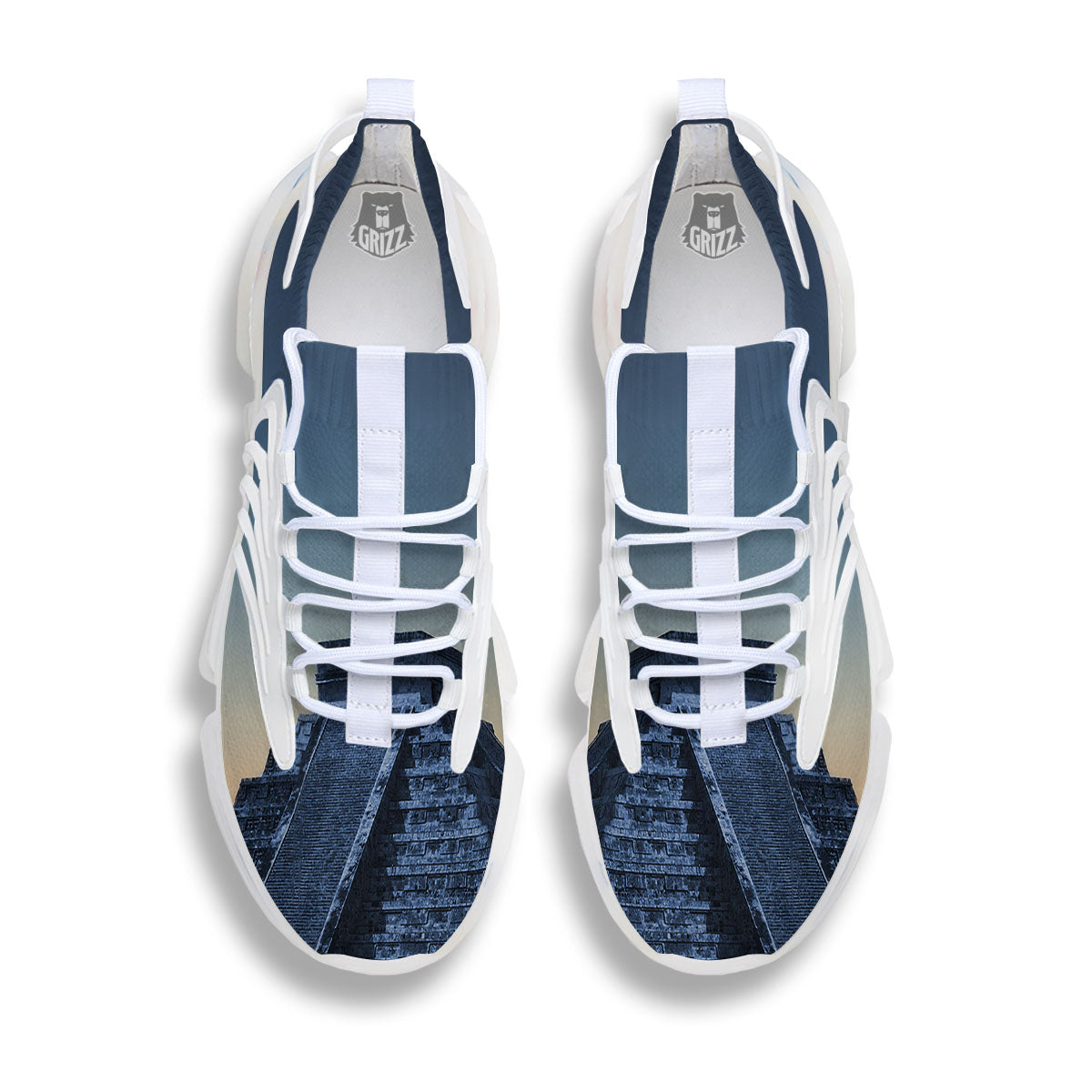 Pyramid Mayan Print White Gym Shoes-grizzshop