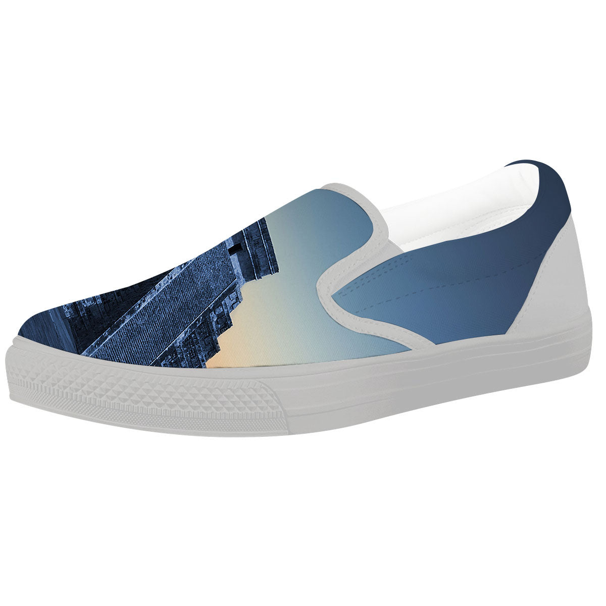 Pyramid Mayan Print White Slip On Shoes-grizzshop