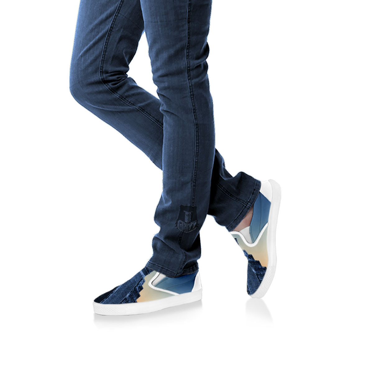 Pyramid Mayan Print White Slip On Shoes-grizzshop