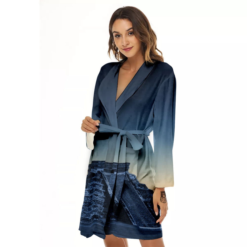 Pyramid Mayan Print Women's Robe-grizzshop