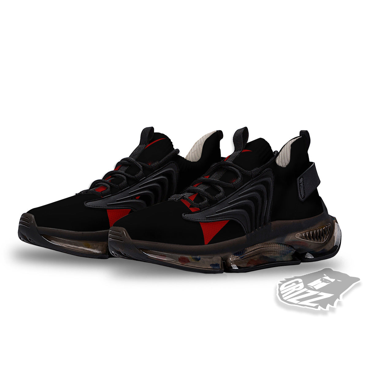Pyramid Red Moon Print Black Gym Shoes-grizzshop