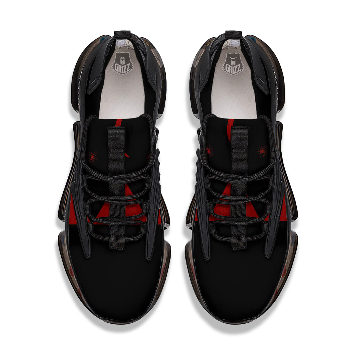 Pyramid Red Moon Print Black Gym Shoes-grizzshop