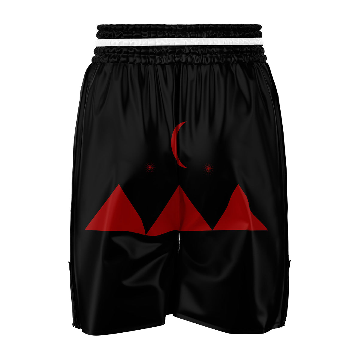 Pyramid Red Moon Print Boxing Shorts-grizzshop