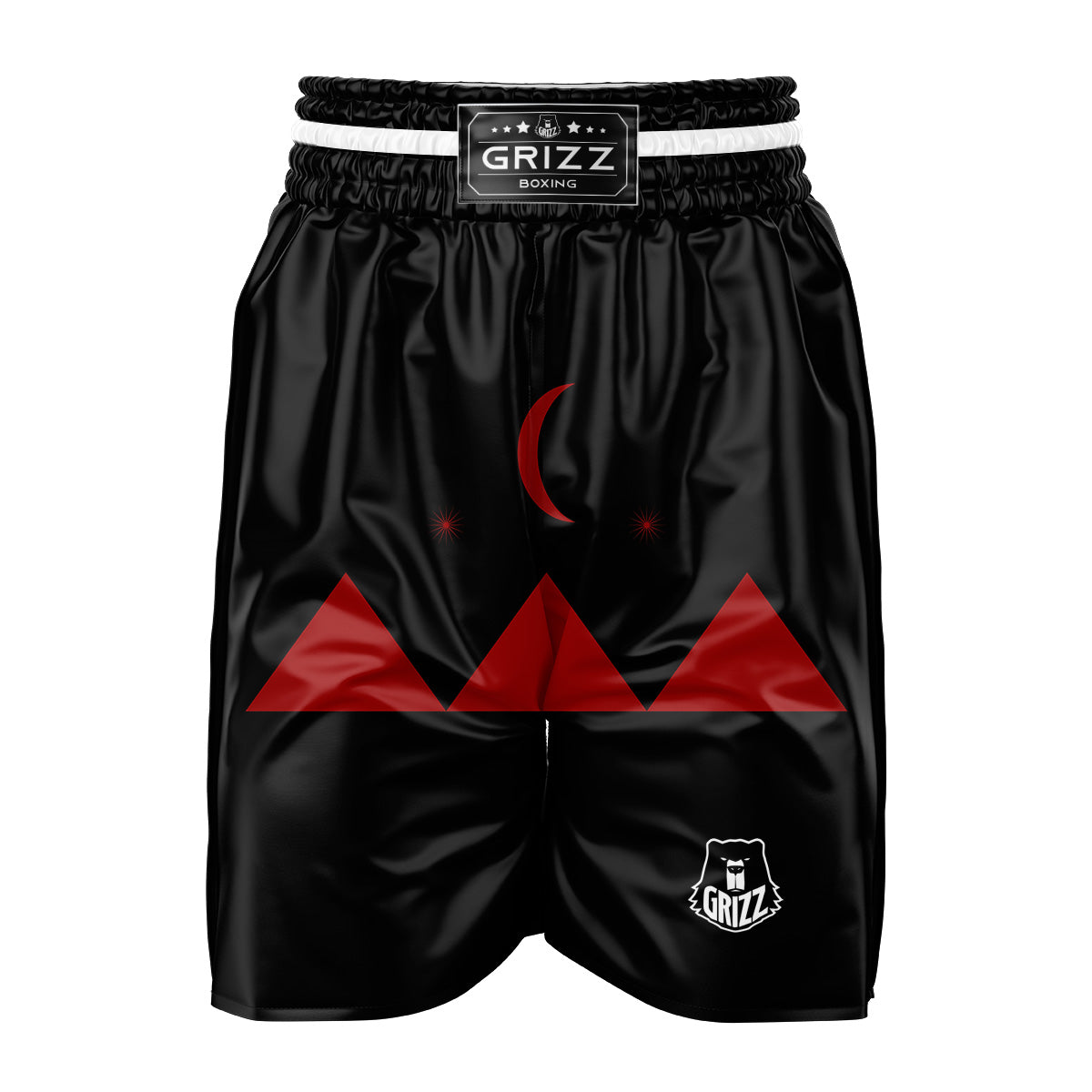 Pyramid Red Moon Print Boxing Shorts-grizzshop
