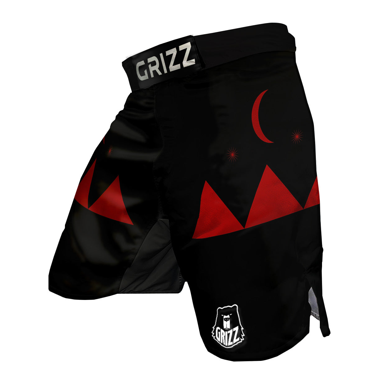 Pyramid Red Moon Print MMA Shorts-grizzshop