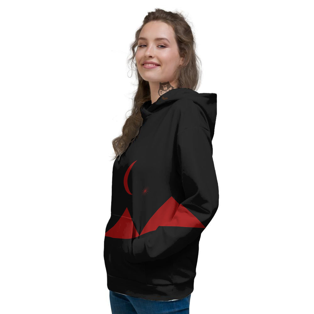 Pyramid Red Moon Print Women's Hoodie-grizzshop