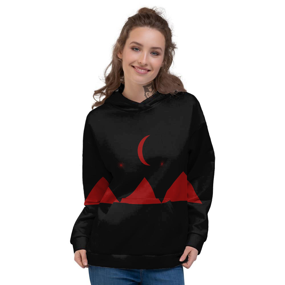 Pyramid Red Moon Print Women's Hoodie-grizzshop