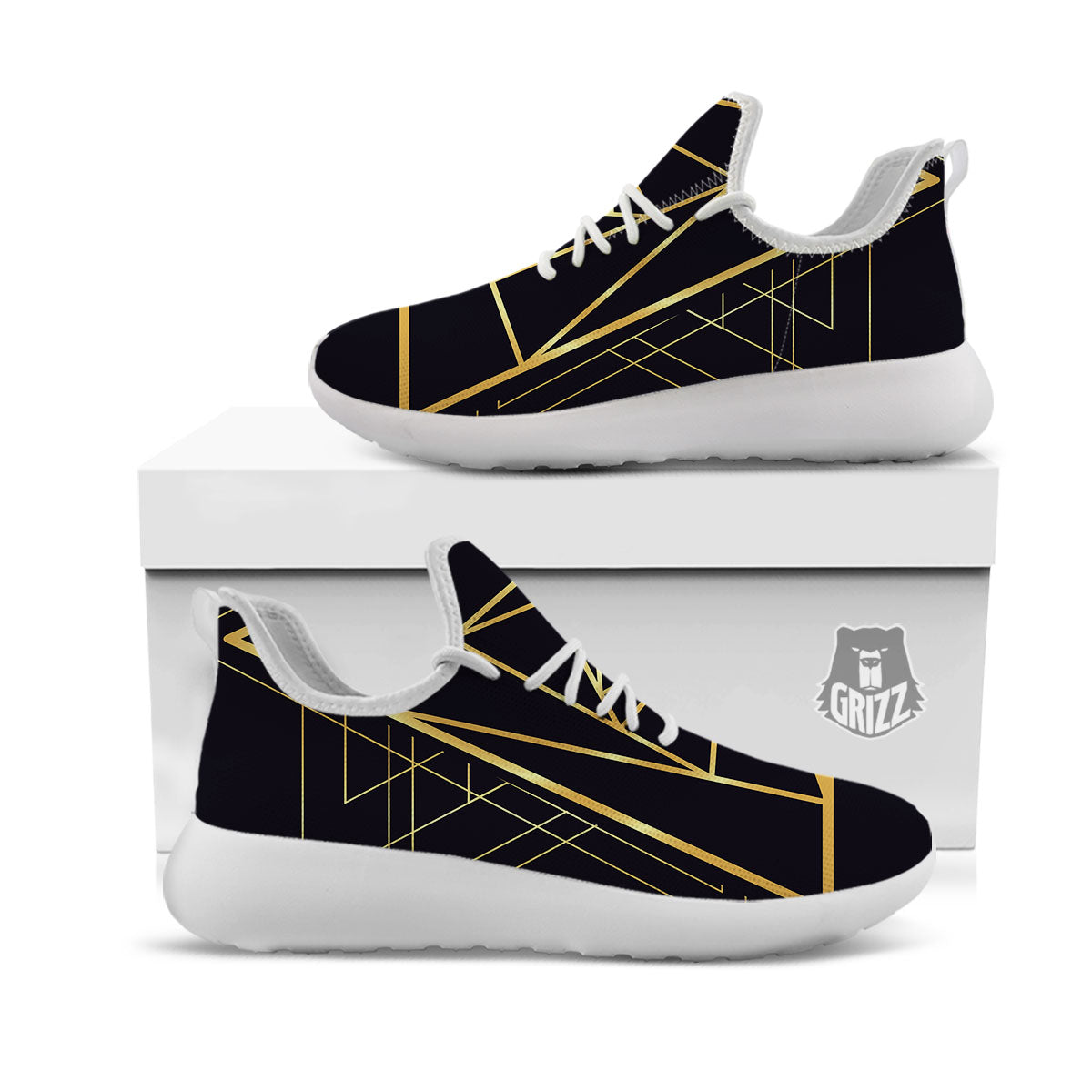 Pyramid Rose Print White Athletic Shoes-grizzshop