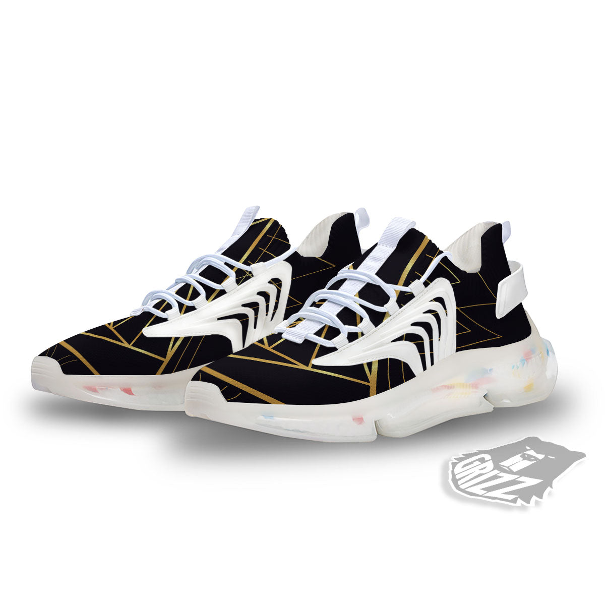 Pyramid Rose Print White Gym Shoes-grizzshop