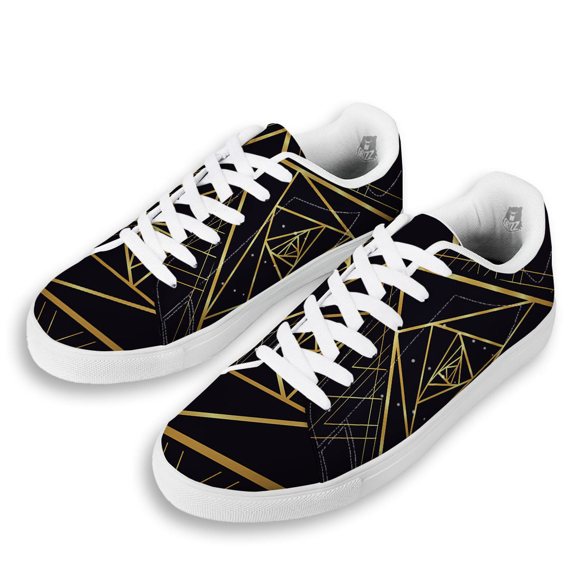 Pyramid Rose Print White Low Top Sneakers-grizzshop