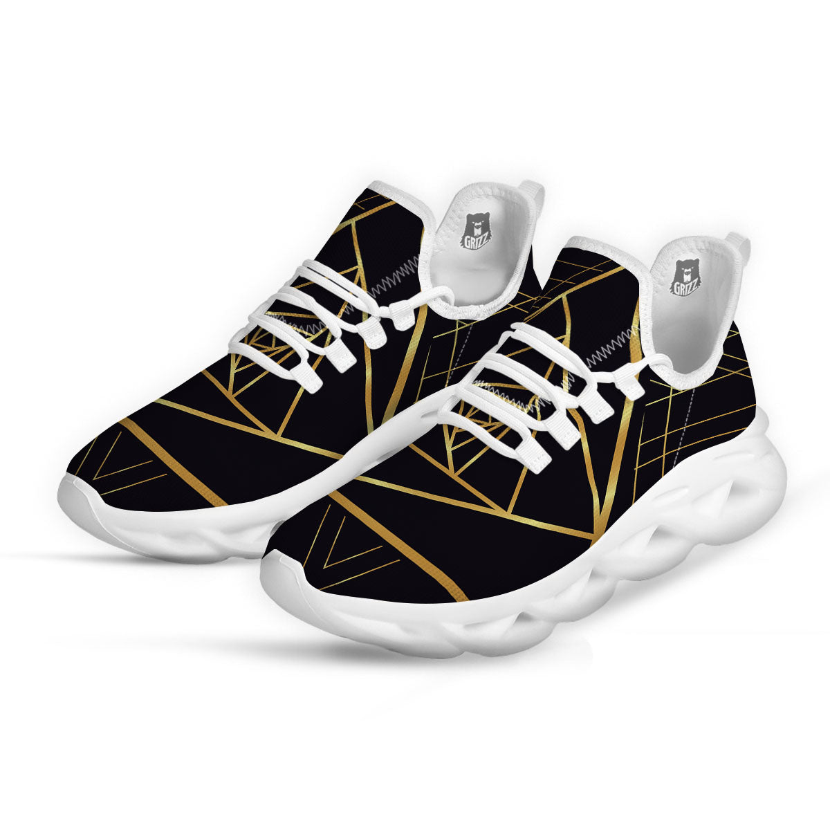 Pyramid Rose Print White Running Shoes-grizzshop