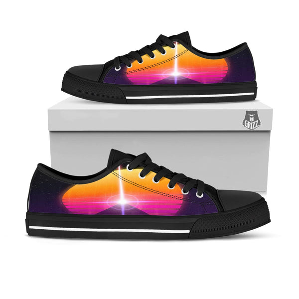 Pyramid Synthwave Print Black Low Top Shoes