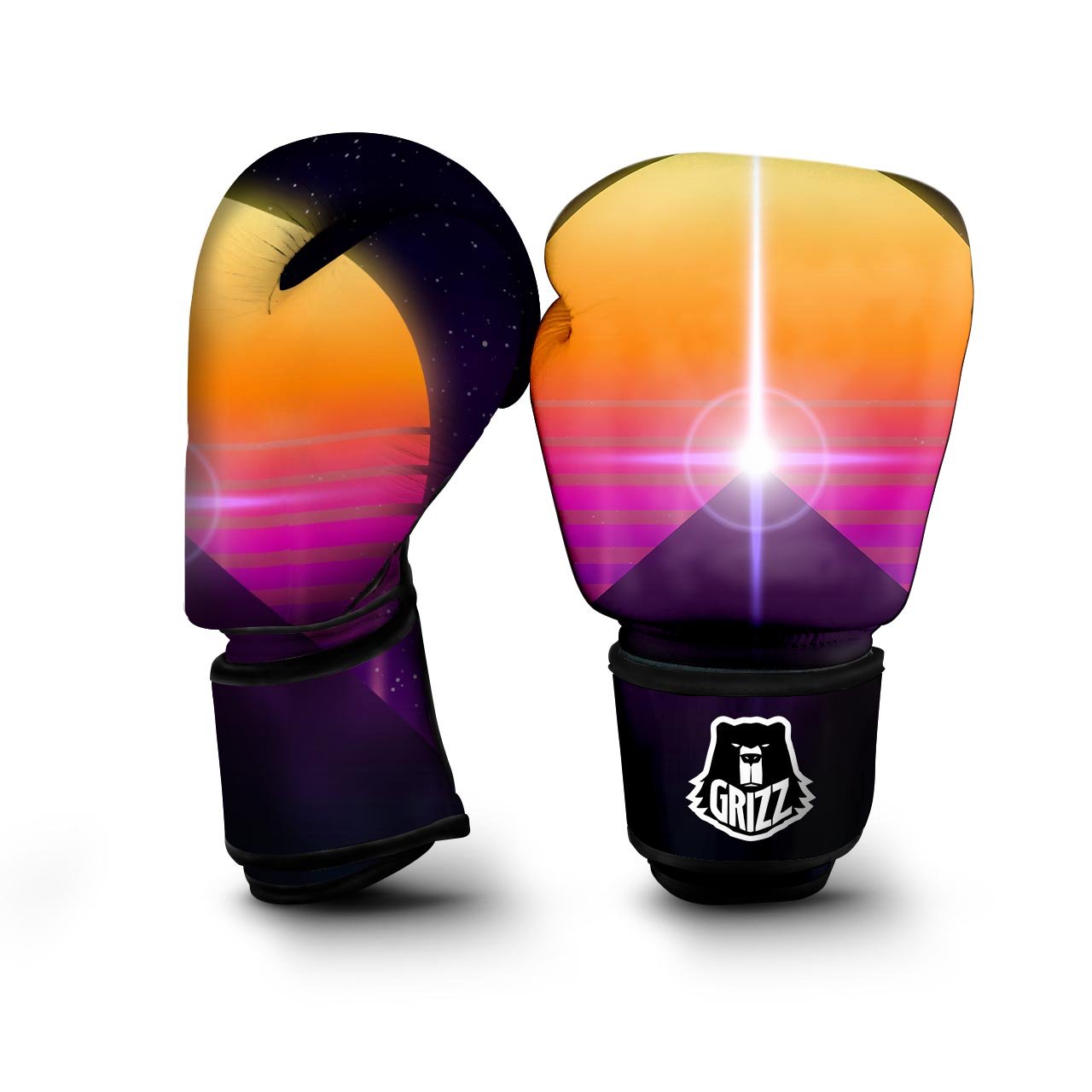 Pyramid Synthwave Print Boxing Gloves-grizzshop