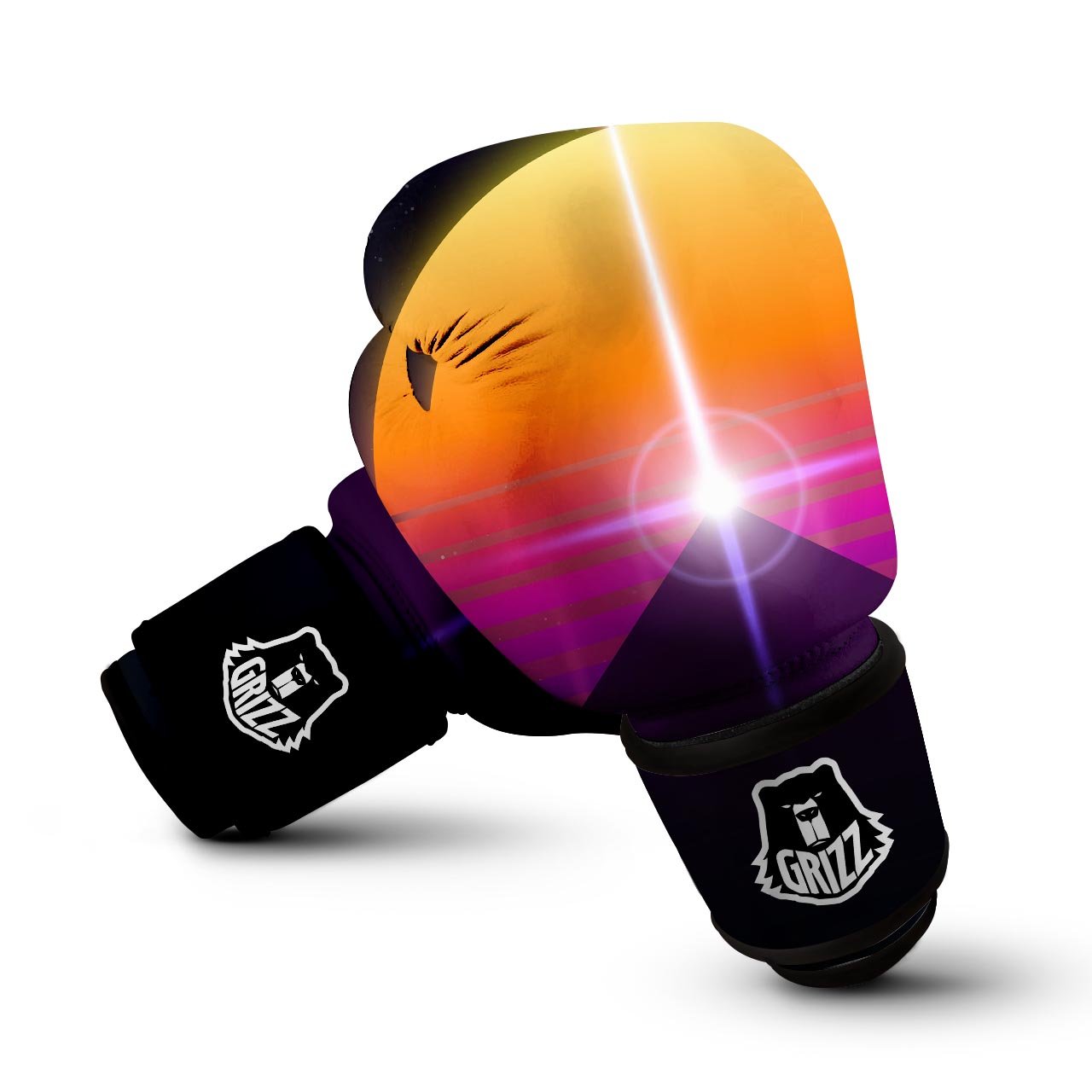 Pyramid Synthwave Print Boxing Gloves-grizzshop