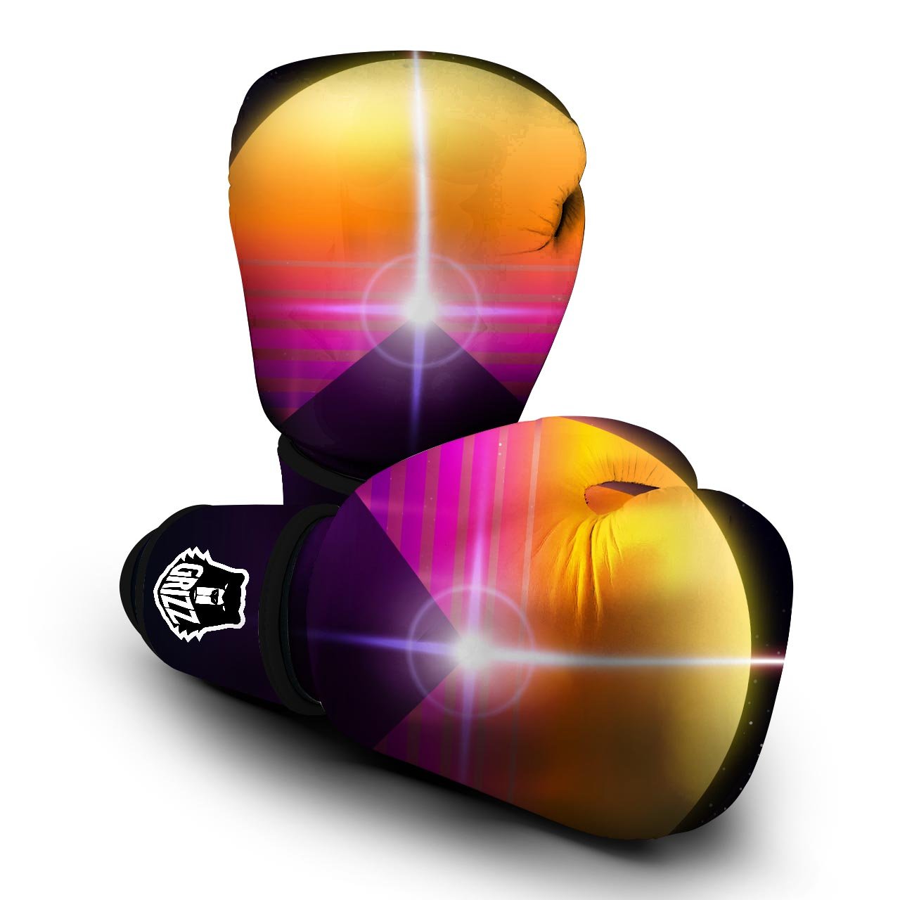 Pyramid Synthwave Print Boxing Gloves-grizzshop