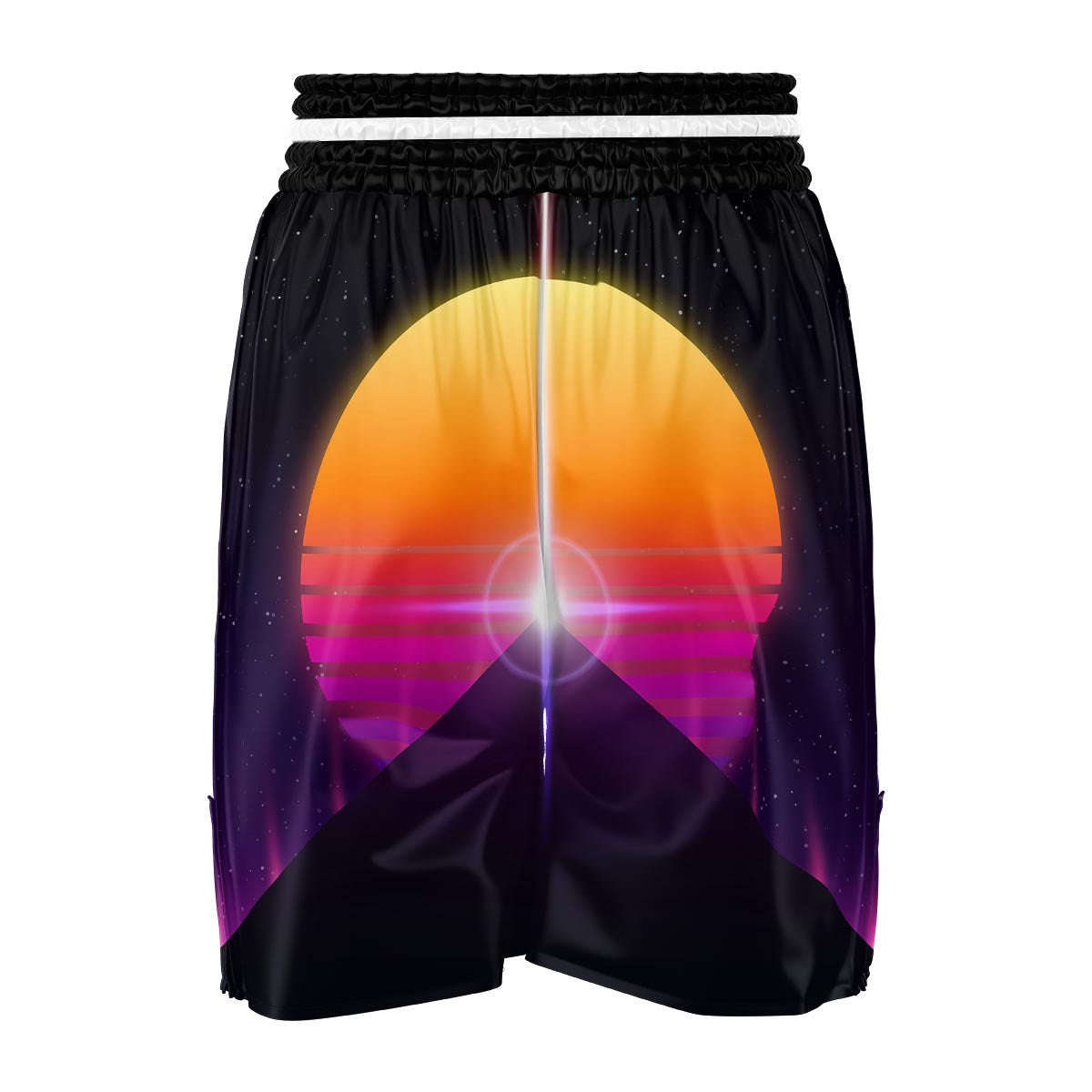 Pyramid Synthwave Print Boxing Shorts-grizzshop