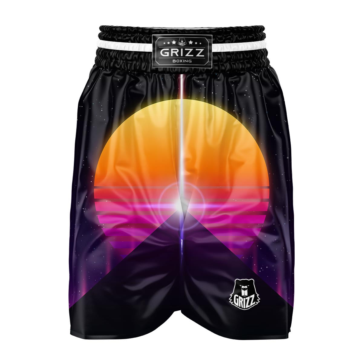 Pyramid Synthwave Print Boxing Shorts-grizzshop