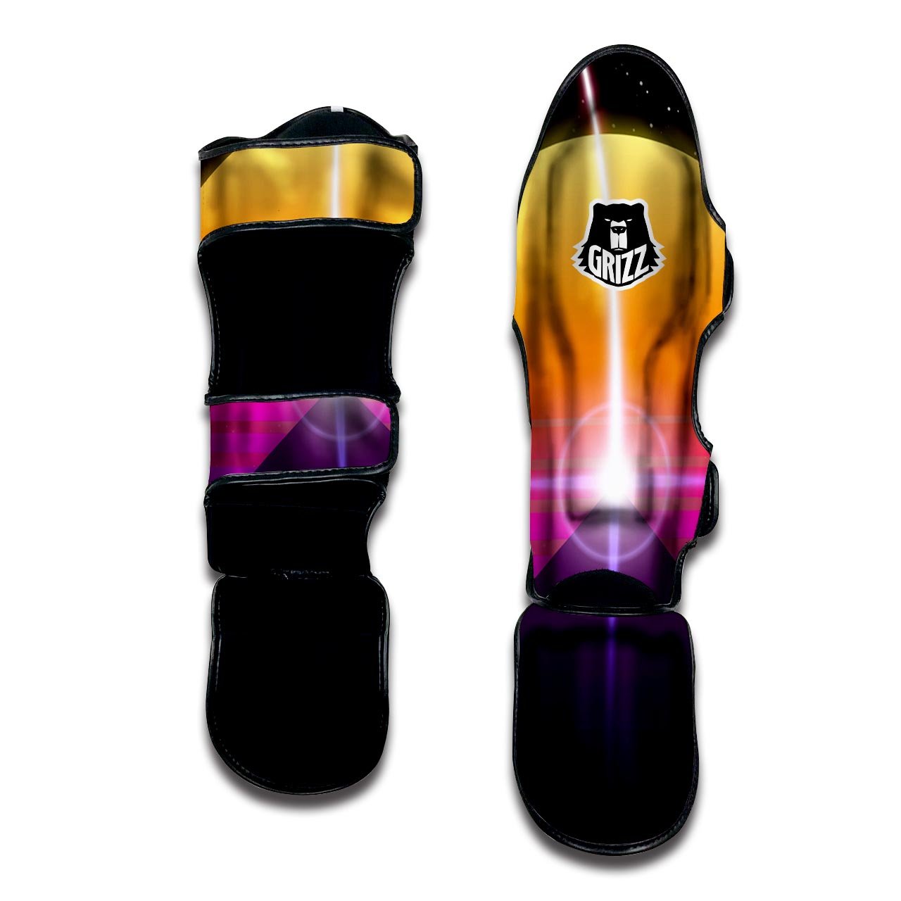 Pyramid Synthwave Print Muay Thai Shin Guards-grizzshop