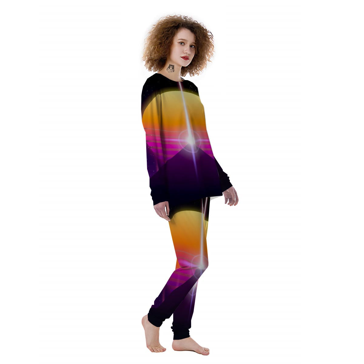 Pyramid Synthwave Print Women's Pajamas-grizzshop