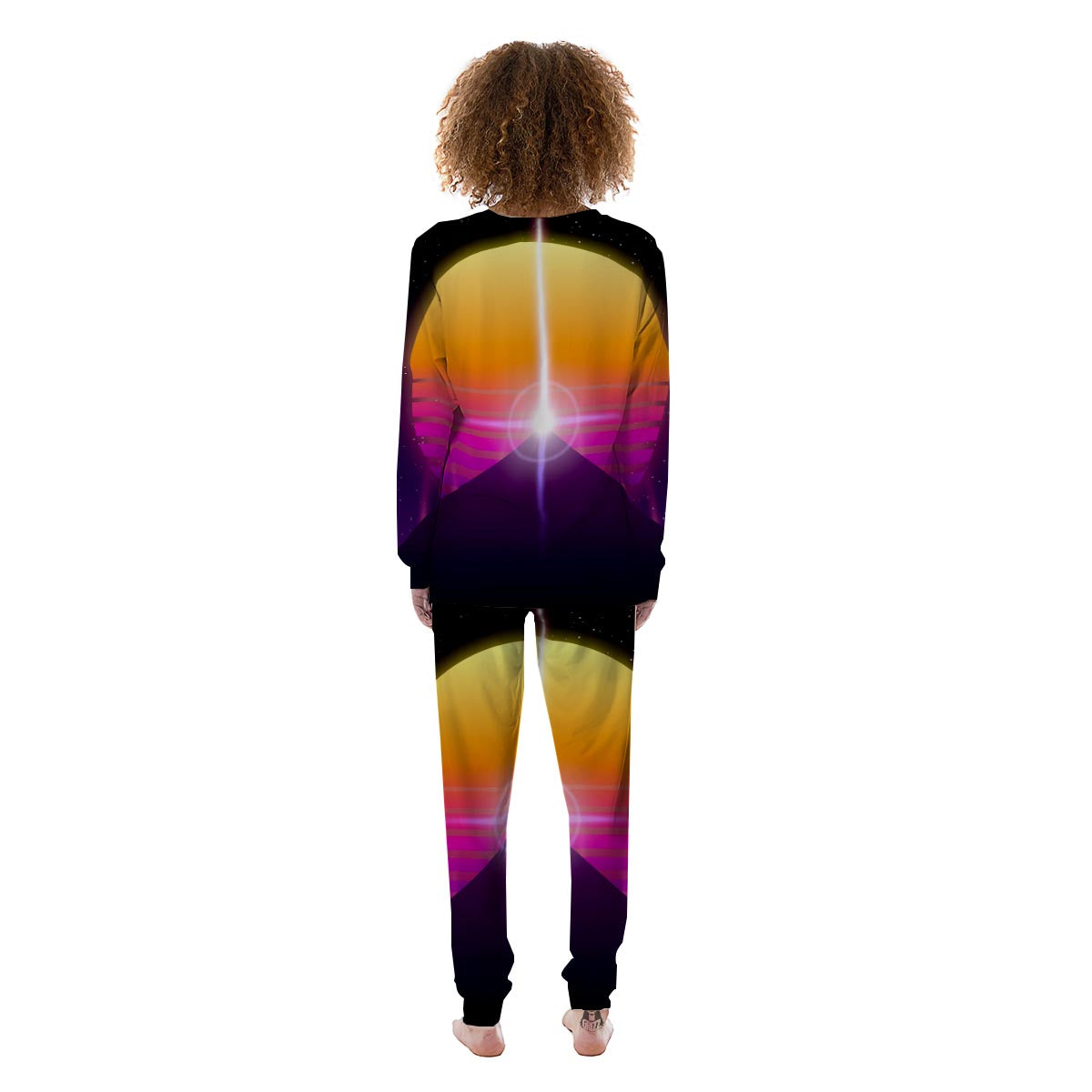 Pyramid Synthwave Print Women's Pajamas-grizzshop