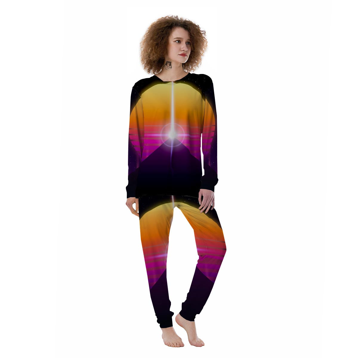 Pyramid Synthwave Print Women's Pajamas-grizzshop