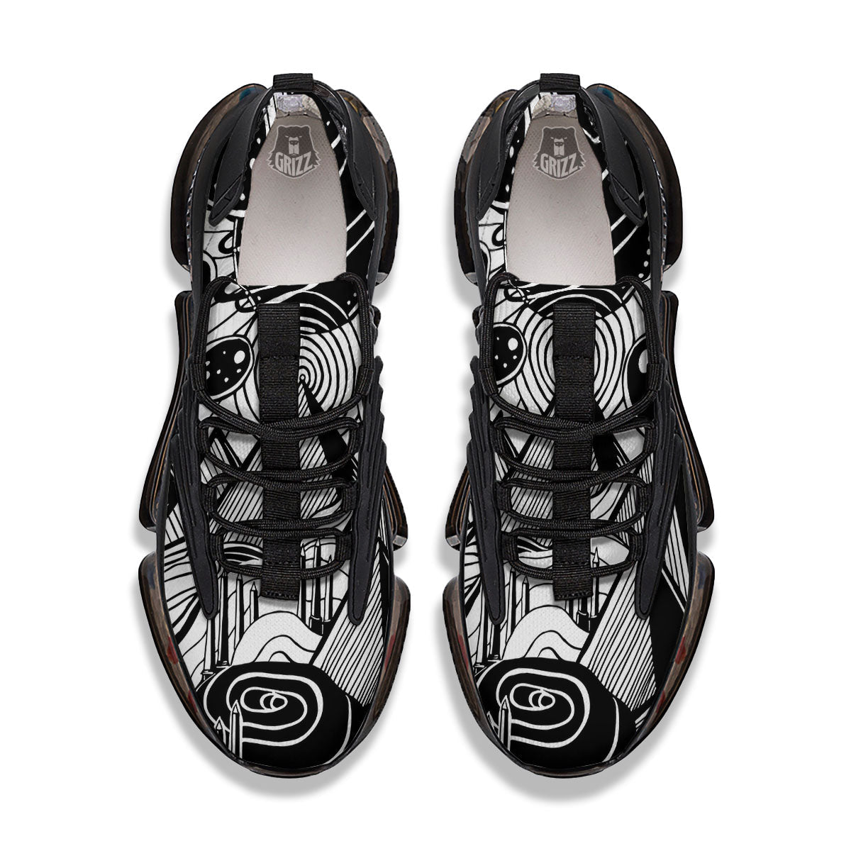 Pyramid UFO Print Black Gym Shoes-grizzshop