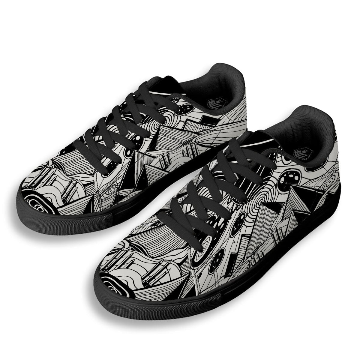 Pyramid UFO Print Black Low Top Sneakers-grizzshop
