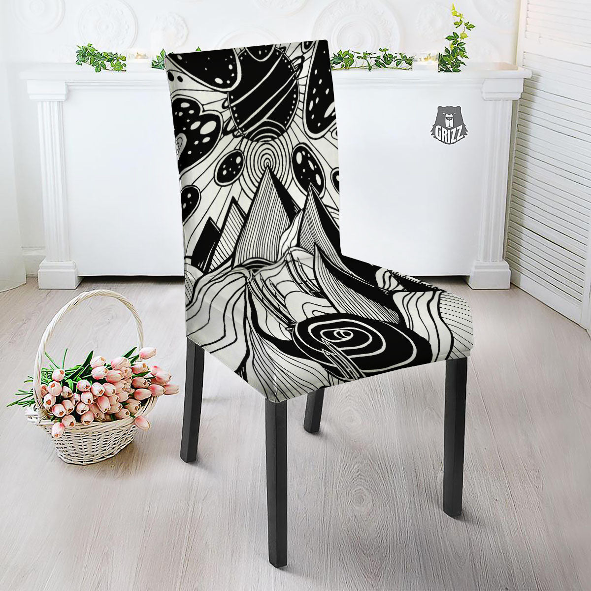 Pyramid UFO Print Dining Chair Slipcover-grizzshop