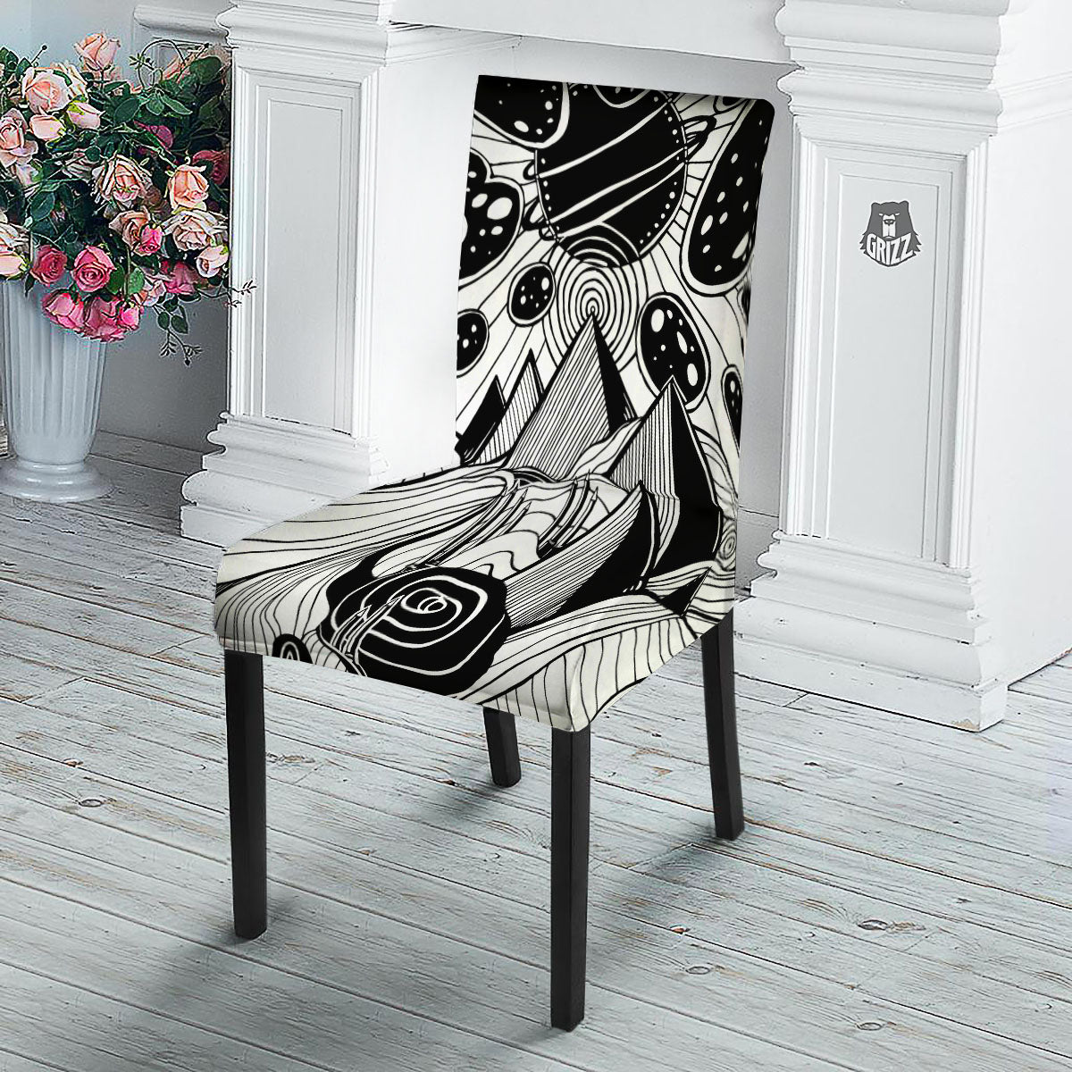 Pyramid UFO Print Dining Chair Slipcover-grizzshop