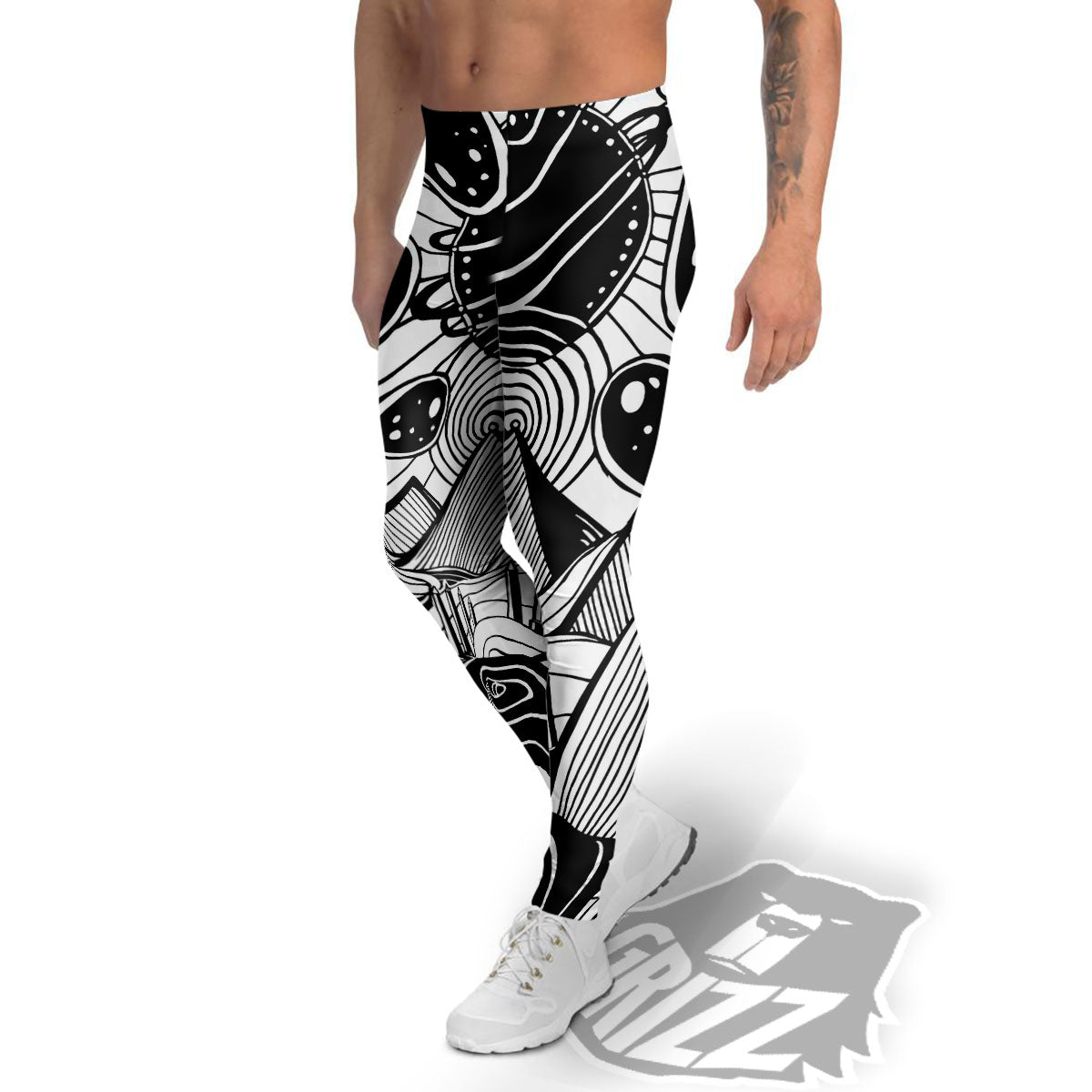 Pyramid UFO Print Men's Leggings-grizzshop