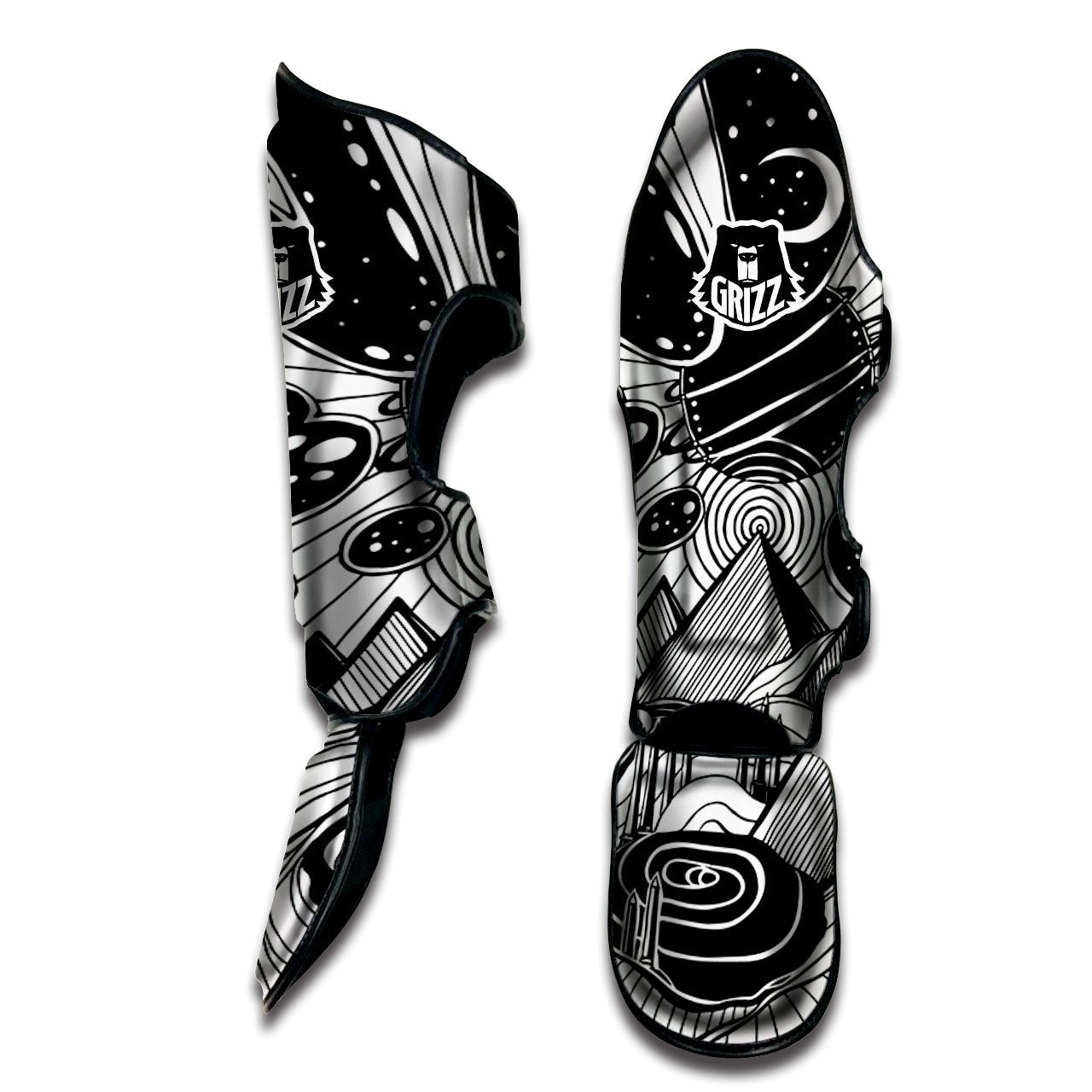 Pyramid UFO Print Muay Thai Shin Guards-grizzshop