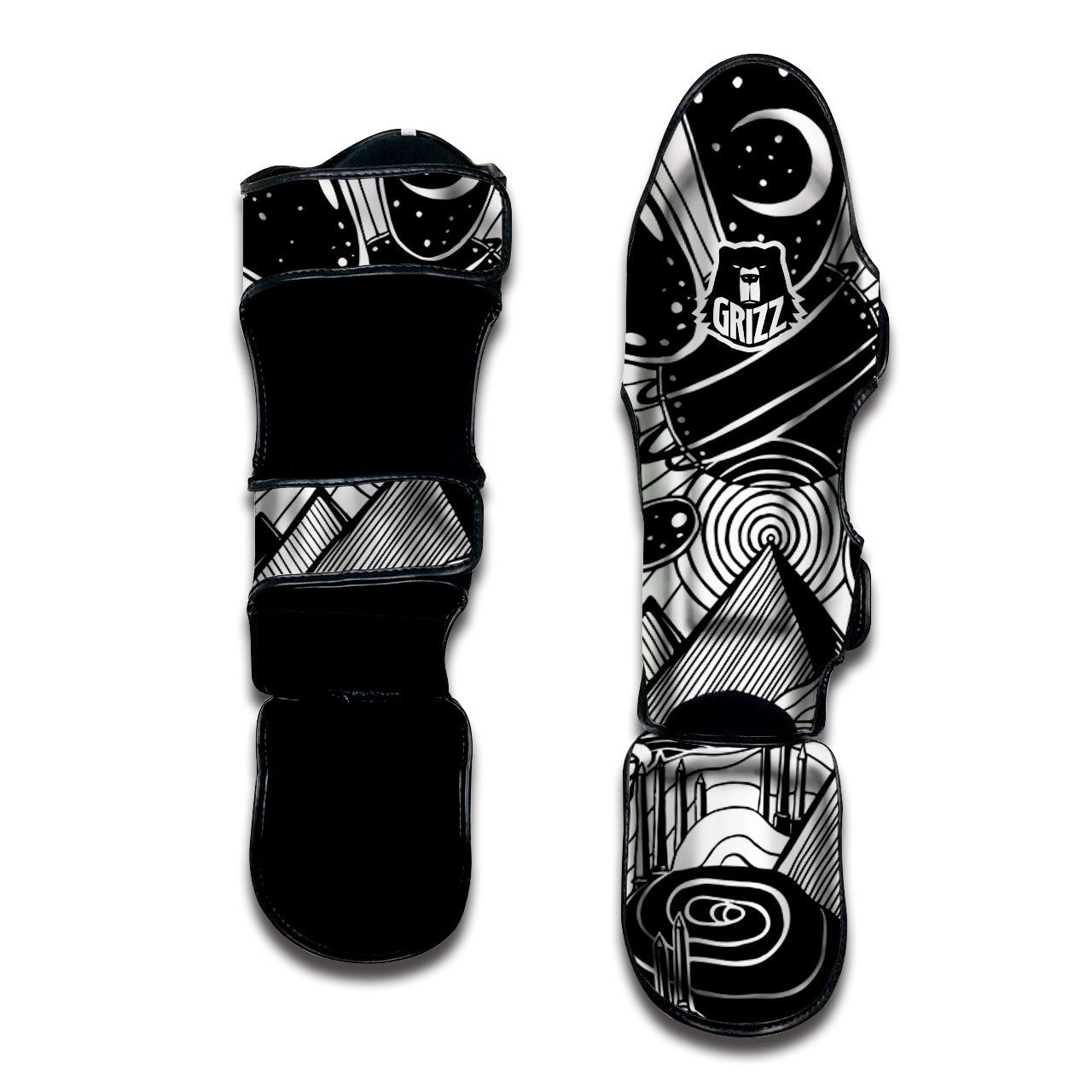 Pyramid UFO Print Muay Thai Shin Guards-grizzshop