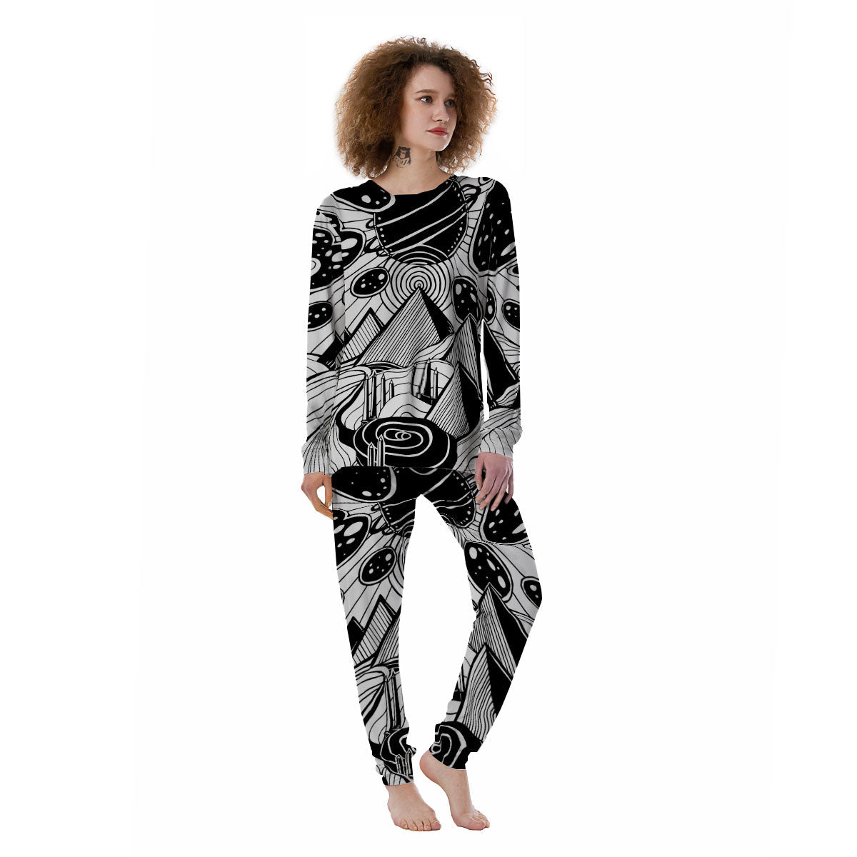 Pyramid UFO Print Women's Pajamas-grizzshop