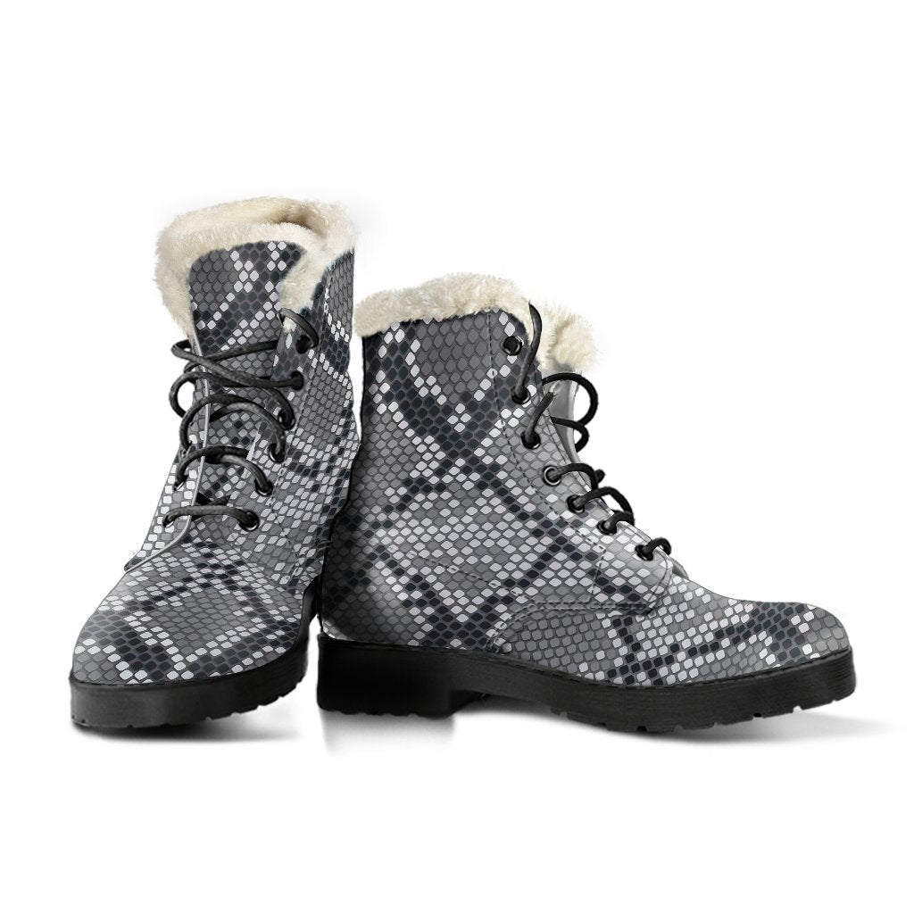 Python Skin Snakeskin Pattern Print Comfy Winter Boots-grizzshop