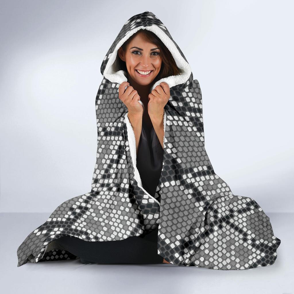 Python Skin Snakeskin Pattern Print Hooded Blanket-grizzshop