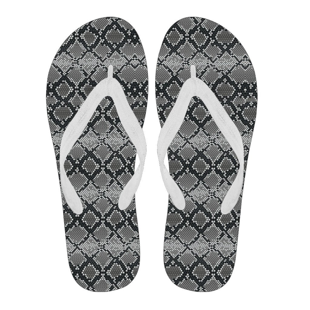 Python Skin Snakeskin Pattern Print Men & Women Flip Flops-grizzshop