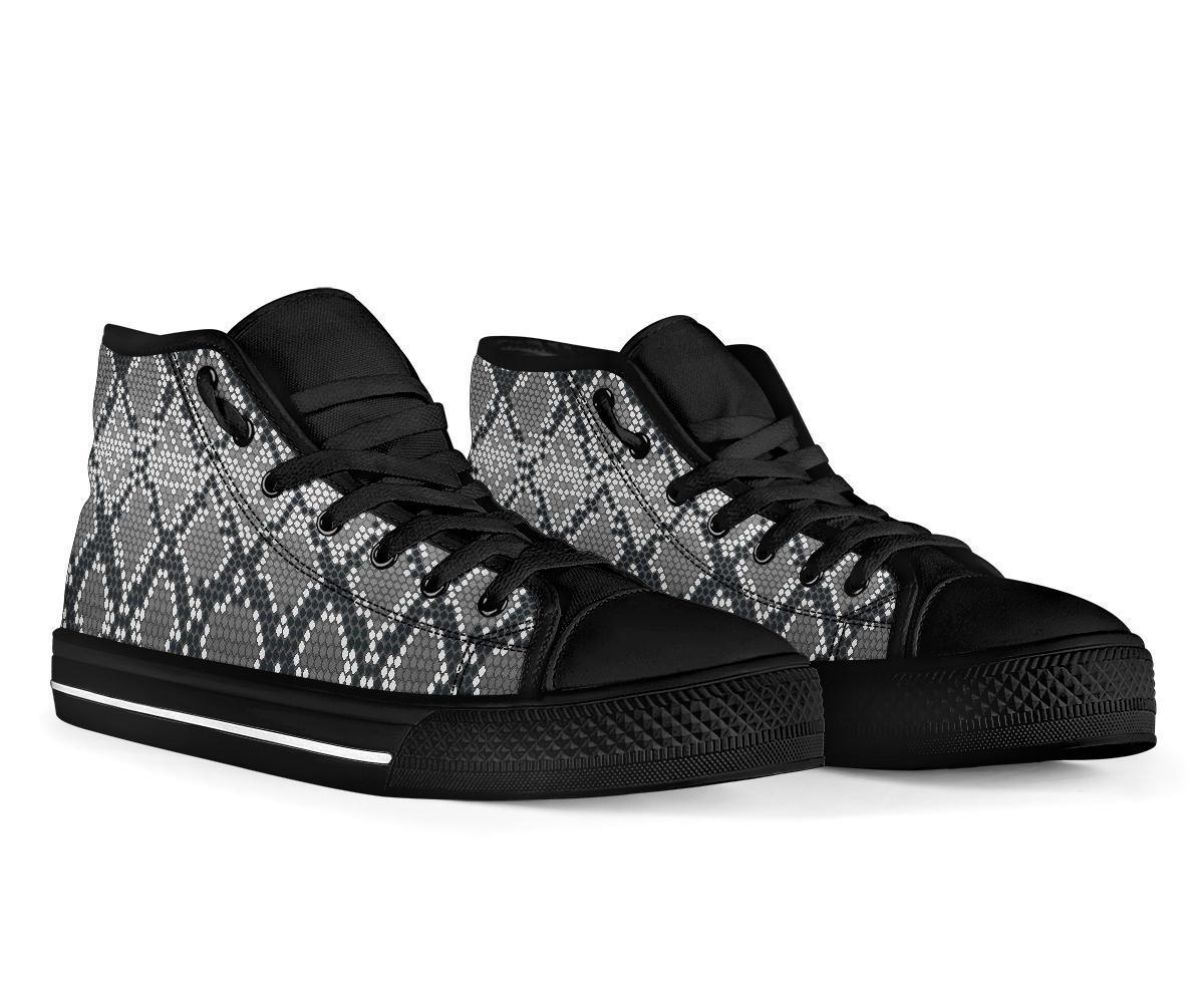 Python Skin Snakeskin Pattern Print Men Women's High Top Shoes-grizzshop