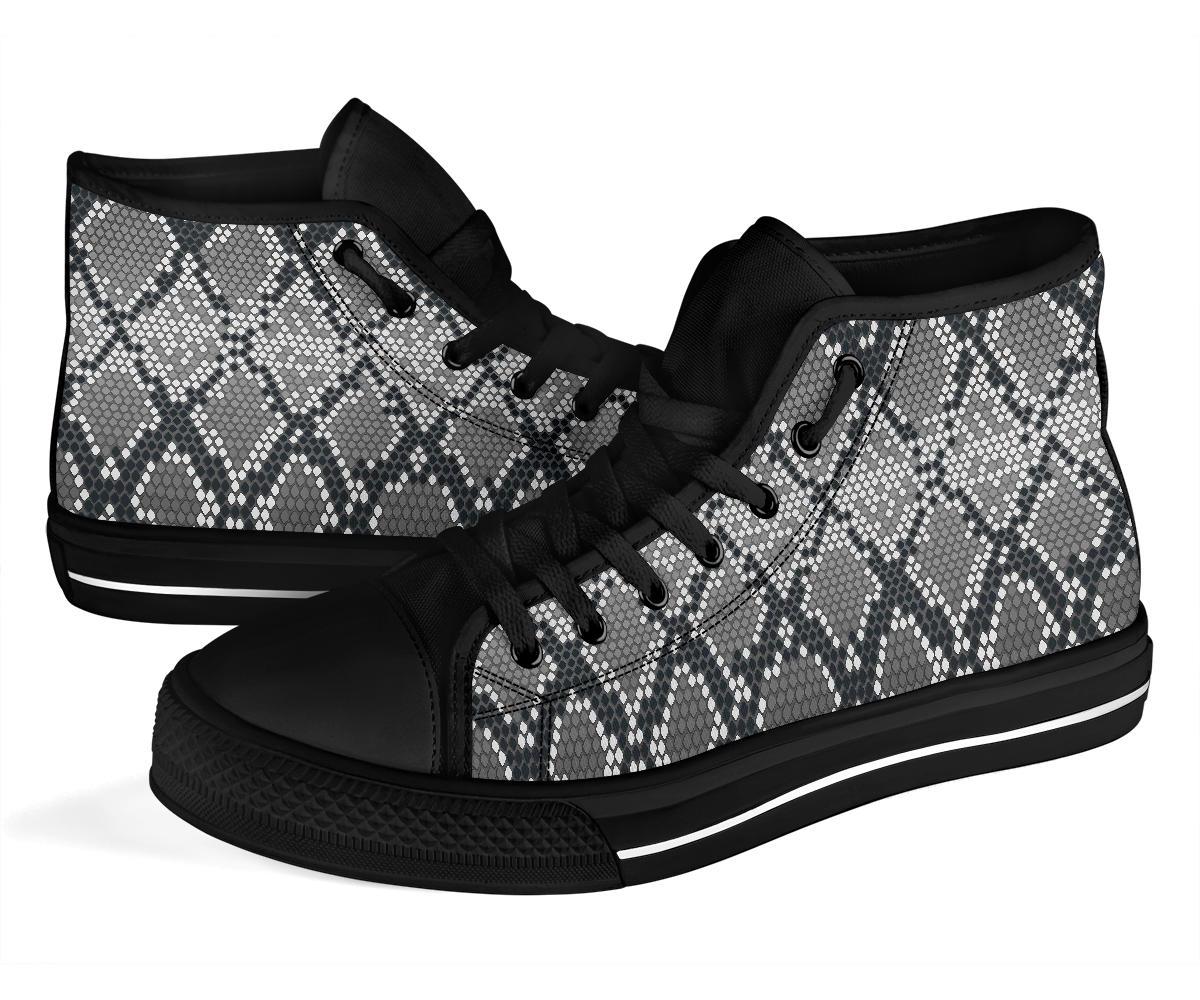 Python Skin Snakeskin Pattern Print Men Women's High Top Shoes-grizzshop