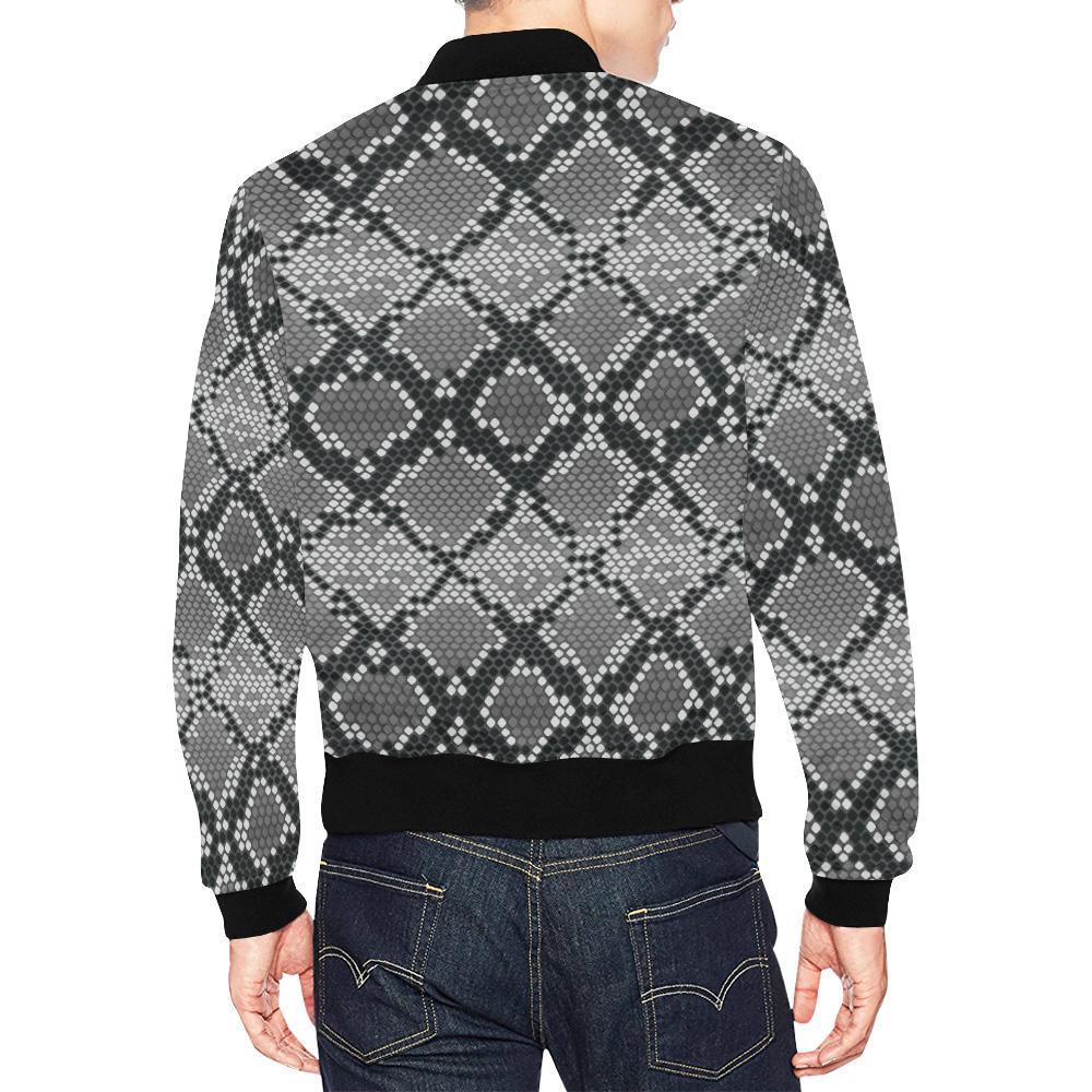 Python Skin Snakeskin Pattern Print Men's Bomber Jacket-grizzshop