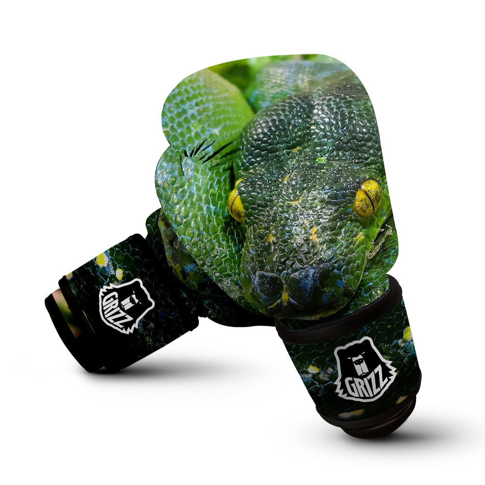 Python Snake Green Reticulated Print Boxing Gloves-grizzshop